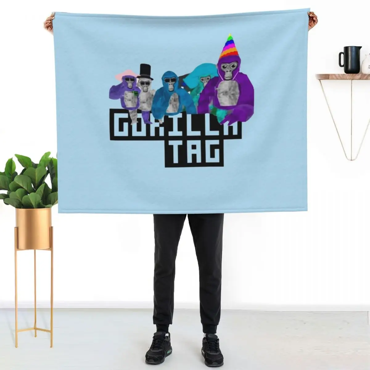Gorilla Tag Party Time Brithday Gang Gorilla Tag Merch Unisex Tshirt Blend Hoodie Long Sleeve Crewneck Sweatshirt Throw Blanket