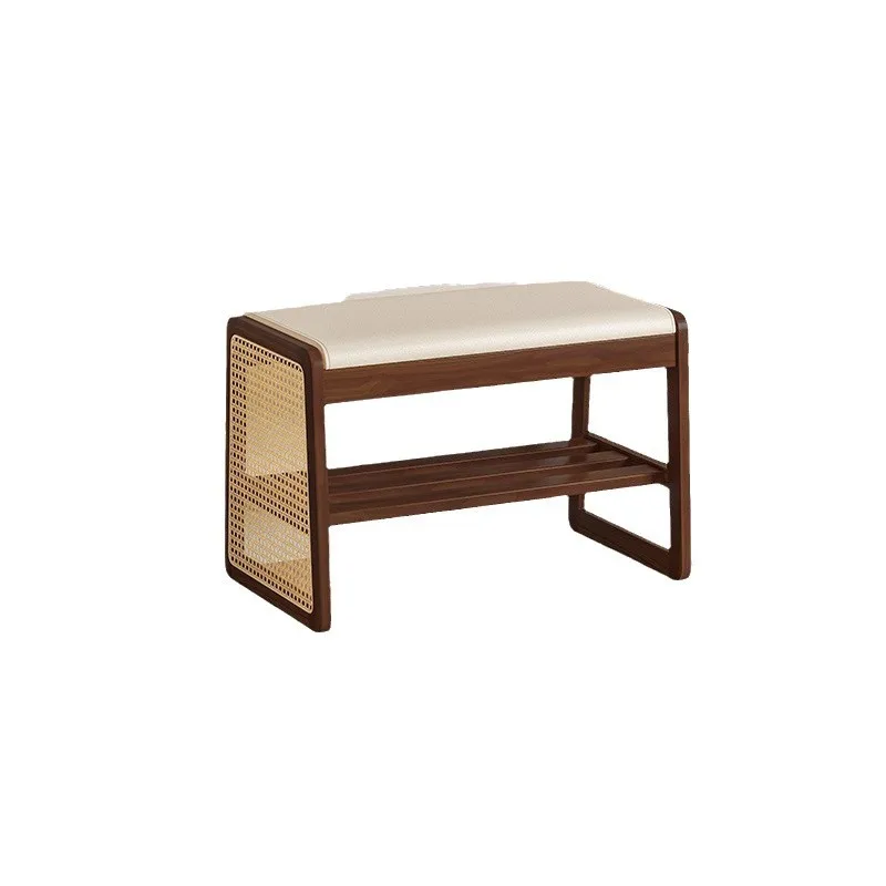 2-Layer Shoe Changing Stool Slippers Luxury Shoe Shelf With Soft Cushion Integrated Living Room Bench Shoe Cabinet Leisure Seat