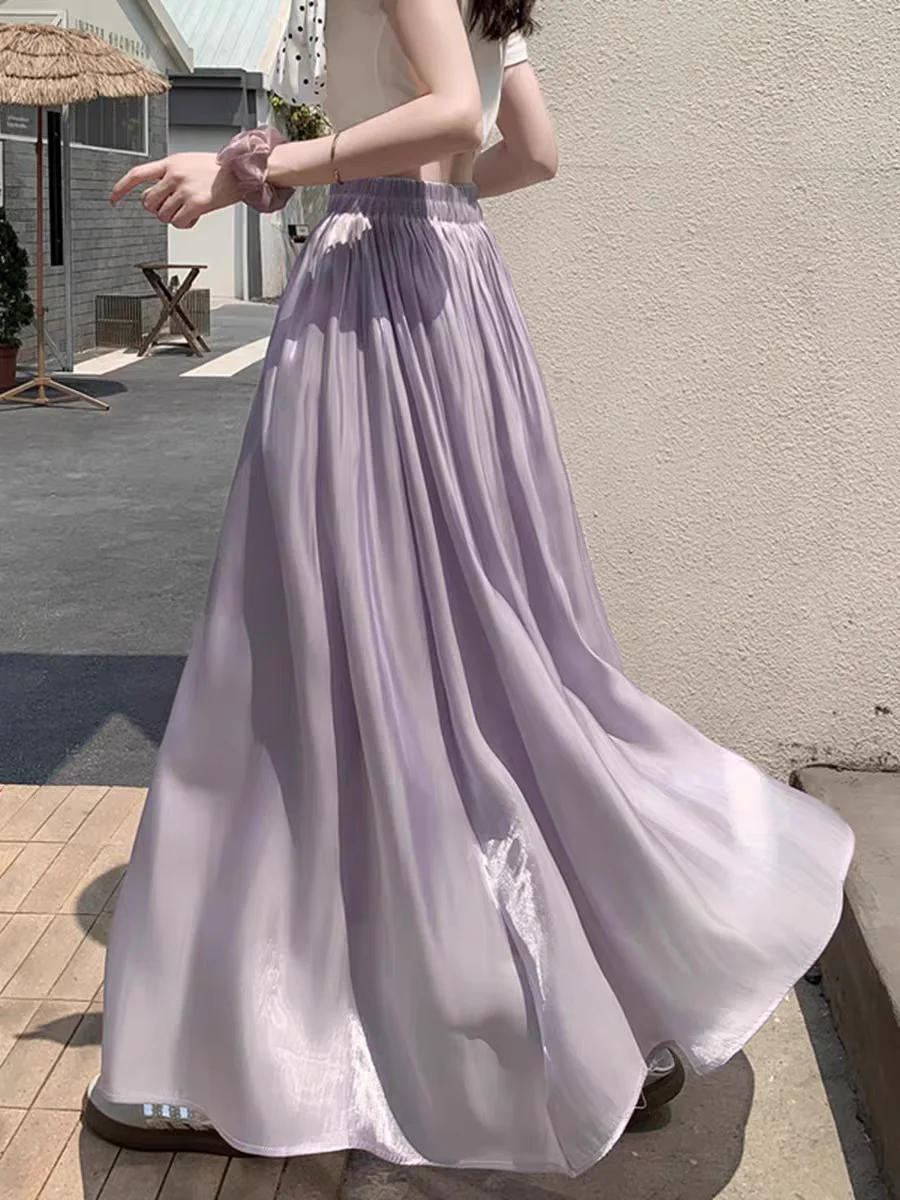 Chiffon Midi Skirts For Women 2025 Ethereal Fairycore Maxi, High Waist Elegant Long Skirt, Summer Must-Have Clothing