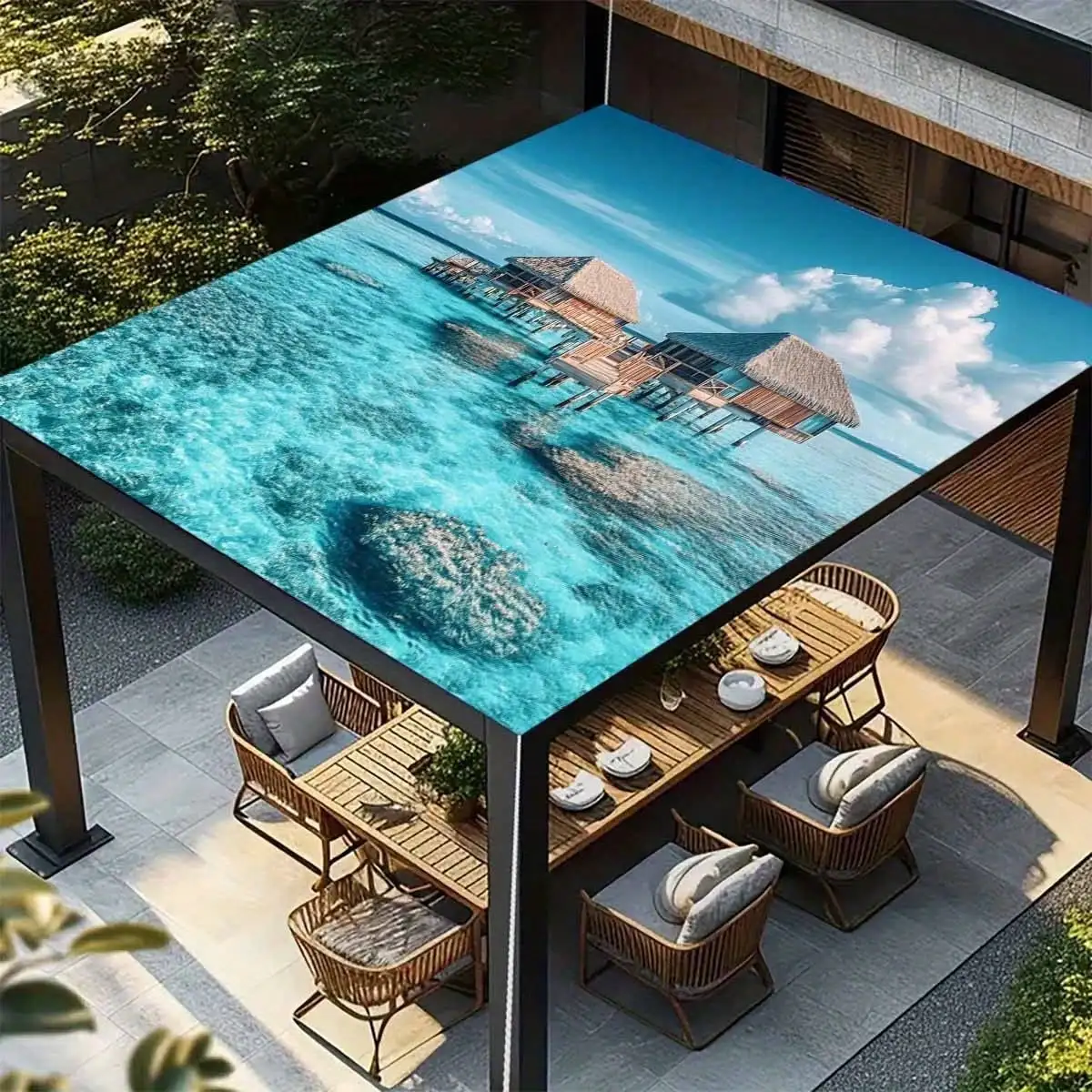 

Tropical Island & Beach Hut Sunshade, Waterproof Shade For Garden, Patio, Beach, Adventure 5WHY