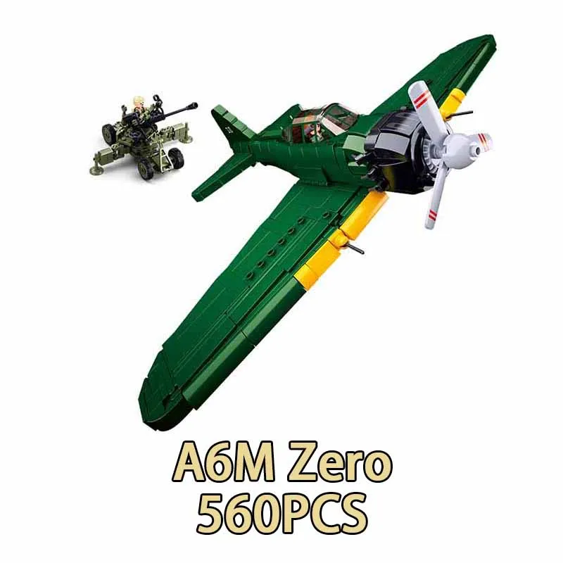 SLUBAN Military WW2 Pacific War Scenario M4 Medium Tank Aircrafts Model Building Blocks Soldier Dolls Sets Brick Kids Toys Gifts