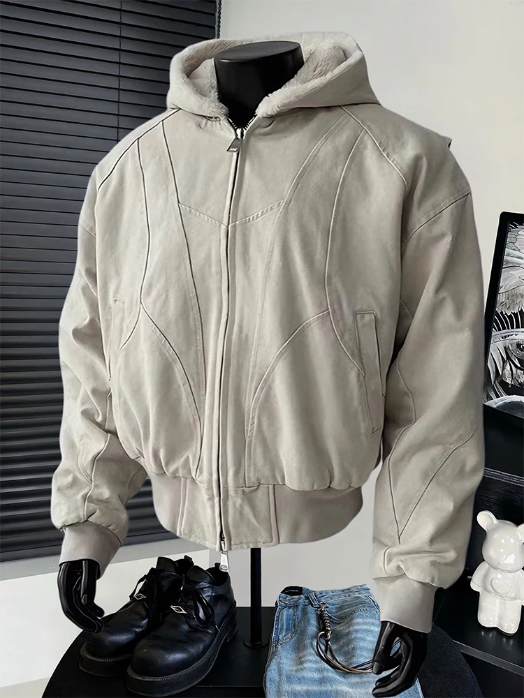 

American Sle Heavyweight Hooded Cotton Jaet Men's Winter New Faion Brand Fce Lined Thiened Cold Resistant Workwear...