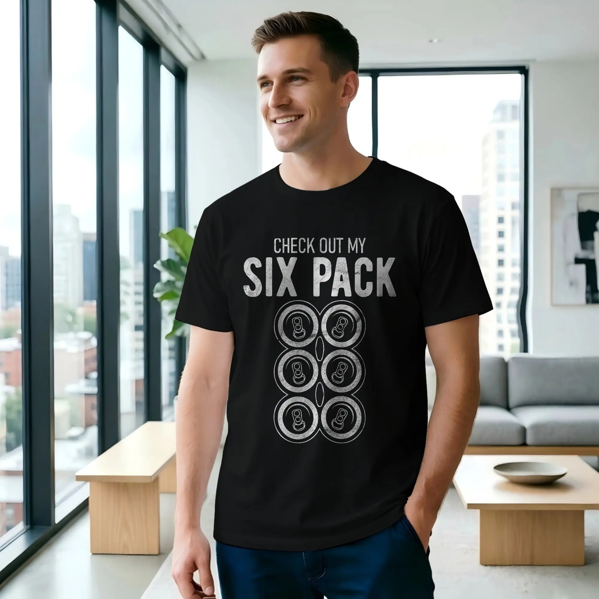 Check Out My Pack Men T Shirt Beer Humor Tees Short Sleeve Round Collar Cotton Original Tops T-Shirt