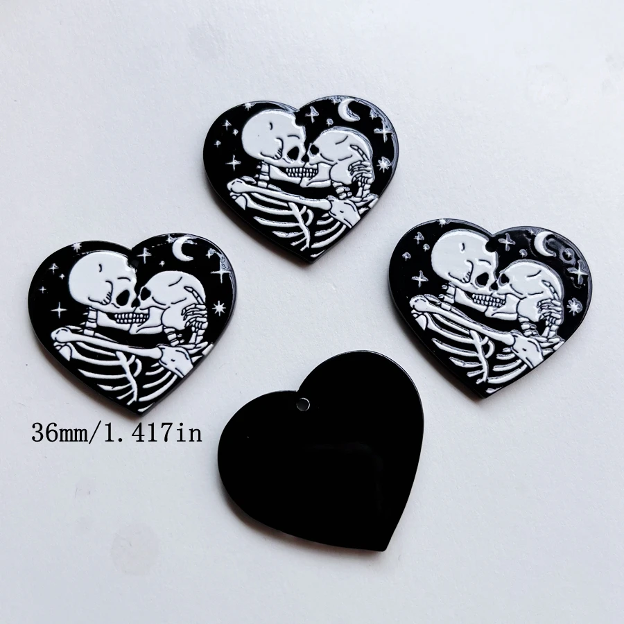 New fashion 36mm Love Skull resin flat back decoration diy jewelry earrings charm decorative accessories 10pcs/lot