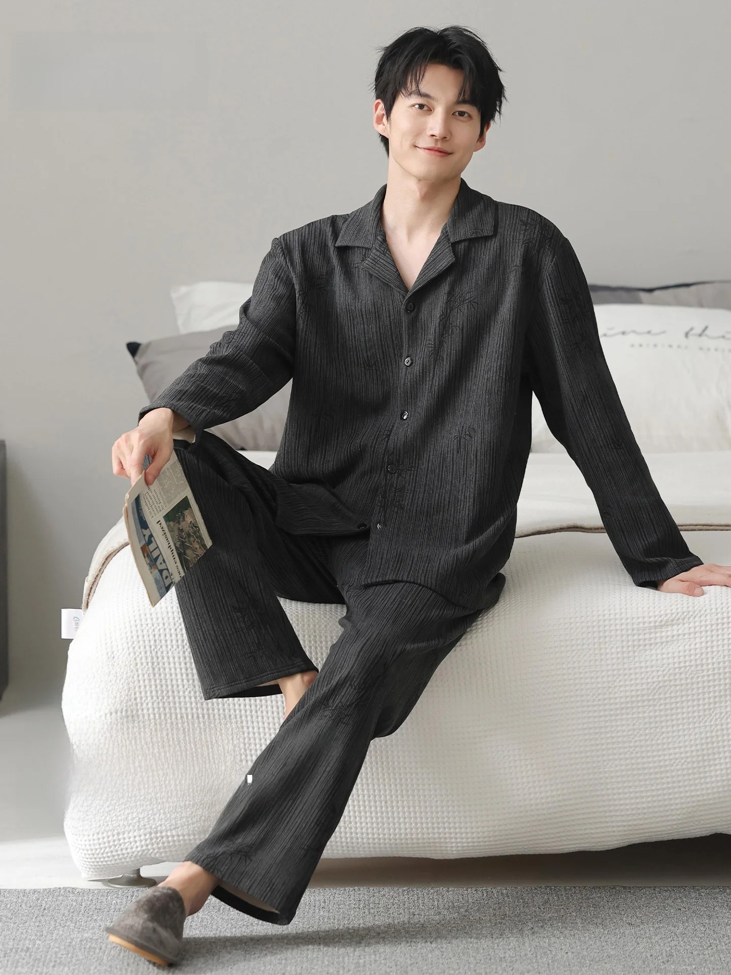 New Chinese Style Men's Sleepwear Long Sleeve Pure Cotton Comfortable Loose Fit Home Clothes Soft Cotton Pyjamas for All Seasons
