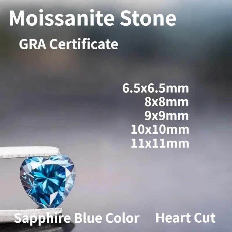 

Сапфировый синий цвет Муассанит Камень Сердце Огранки Драгоценный камень для усовершенствованного изготовления ювелирных изделий Материал с сертификатом