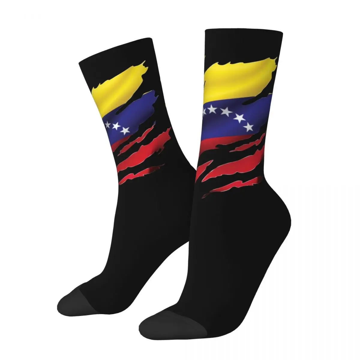 Happy Men\'s Socks Casual Venezuela Ripped Flag Sock Polyester Venezuelan Graphic Women Stockings Spring Summer Autumn Winter