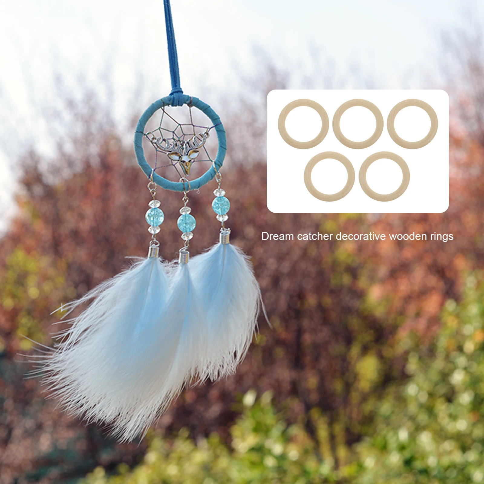 

5Pcs Natural Wood Rings 100Mm Unpainted Solid Wooden Hoops for DIY Crafts Decorative Art Projects Material Supplies