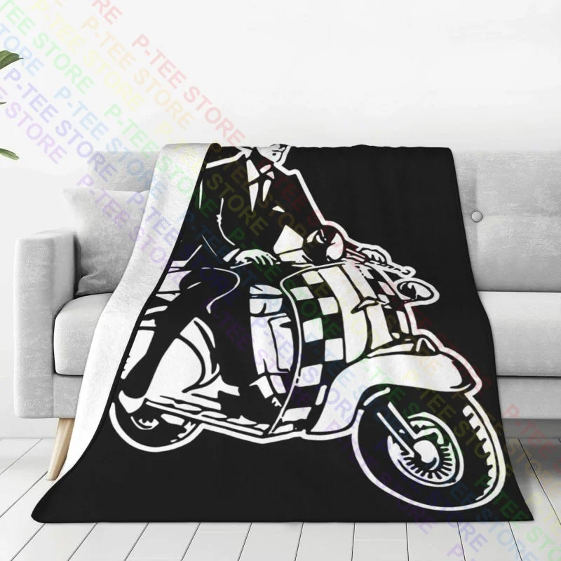 Ska Biker And Vespa Mod Motorcycle Moped Lambretta Uk Blanket Thick On The Sofa Sofa Dedicated