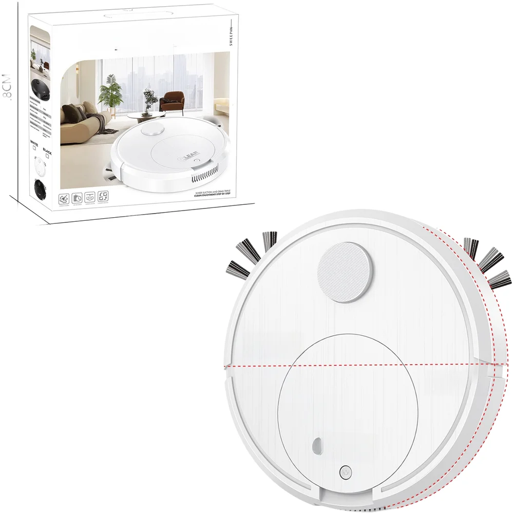 For Home For Office Floors 3-in-1 Sweeper Mop Smart Robot Vacuum For Under-sofa Cleaning White Random Navigation