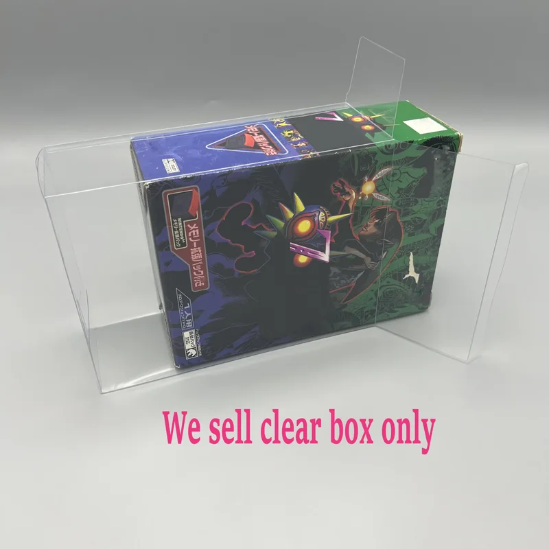 Transparente, durchsichtige Box für N64 für Legend of Zelda Majora's Mask JP Version PET Protector Collection Aufbewahrungsbox