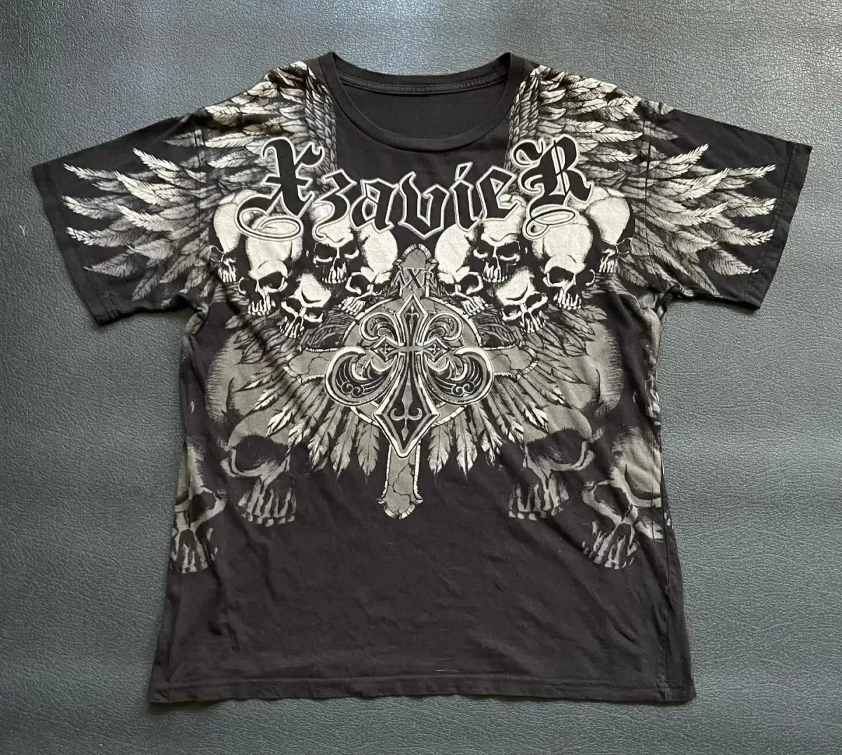 Men's Summer Gothic Letter Skull Print round Neck T-Shirt European American Style Comfortable Breathable Outdoor Streetwear