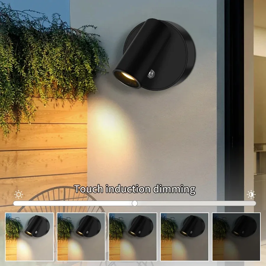 Bedside Led Wall Lamp Touch Indoor Wireless Spotlights USB Charging Wall Lamp Magnetic LED Cordless Wall Sconces Light