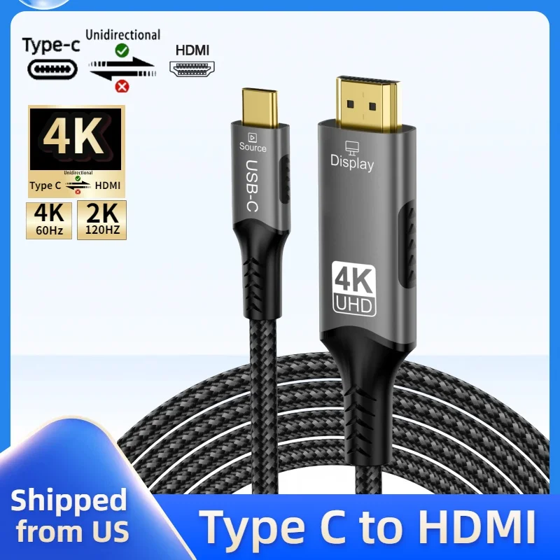 

Кабель 4K@60 Гц USB Type C — HDMI 2.0 10 футов, 4K HDR для синхронизации видео и аудио, адаптер Thunderbolt 3/4 — HDMI, совместимый с ноутбуком PS5