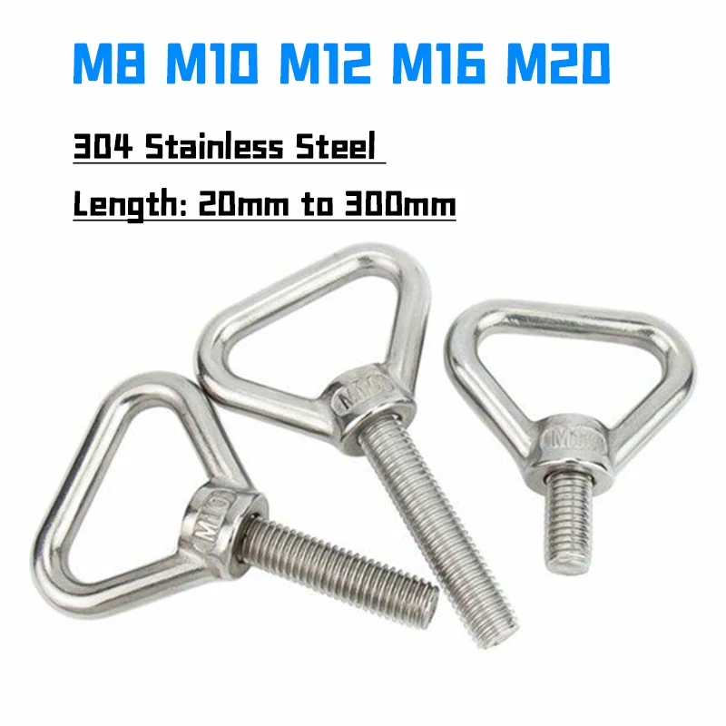 M8 M10 M12 M16 M20 A2 304 S S Triangular Lifting Ring Screw Lifting Eye Bolts Ring Hook Screws Welded Load-Bearing Bolt Fastener