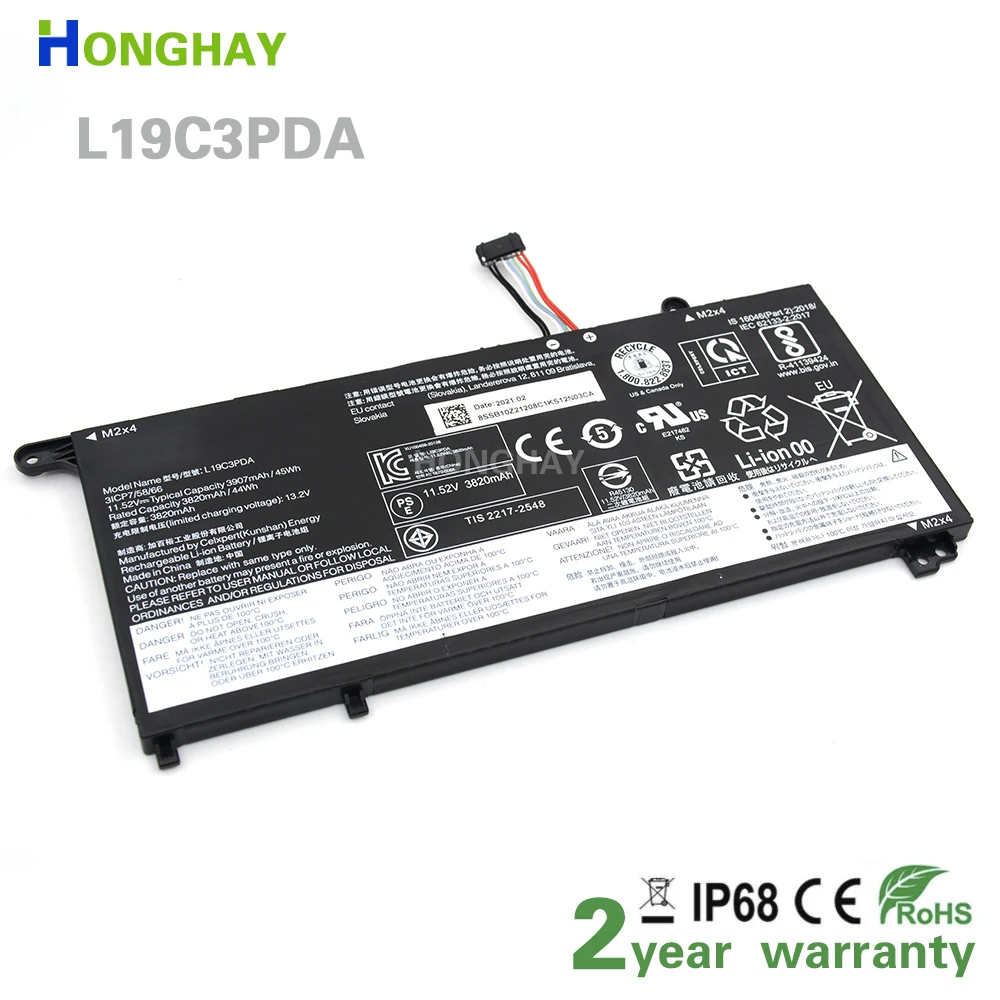 

HONGHAY L19C3PDA L19M3PDA L19D3PDA L19L3PDA Battery For Lenovo Thinkbook 14 15 G2 Itl Are Thinkbook 14 15 G3 Acl Itl 11.52V 45Wh