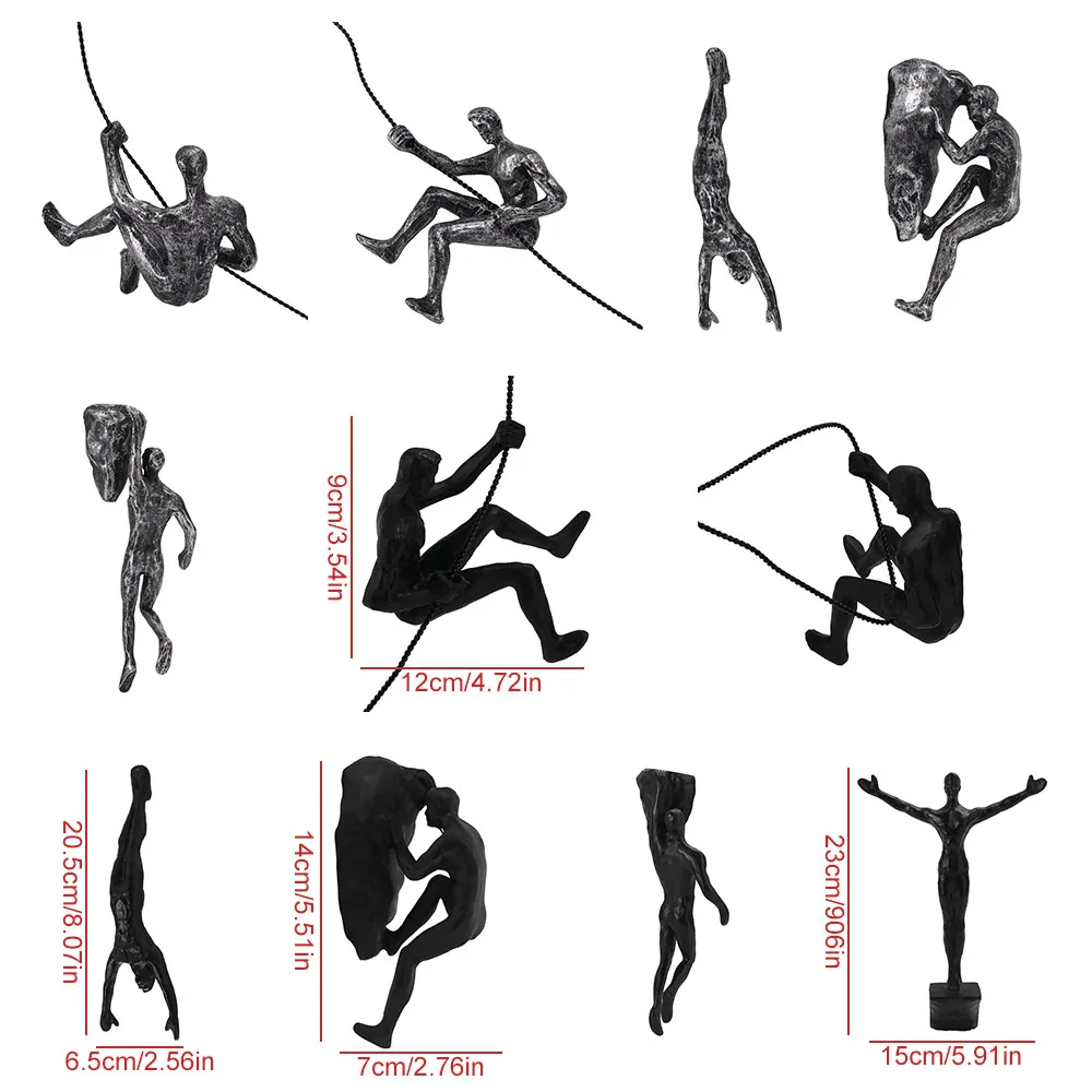 European Style Climbing Man Wall Sculptures Hanging Retro Rock Climbe Statue Unique Abstract Character Pendant Wall Decor
