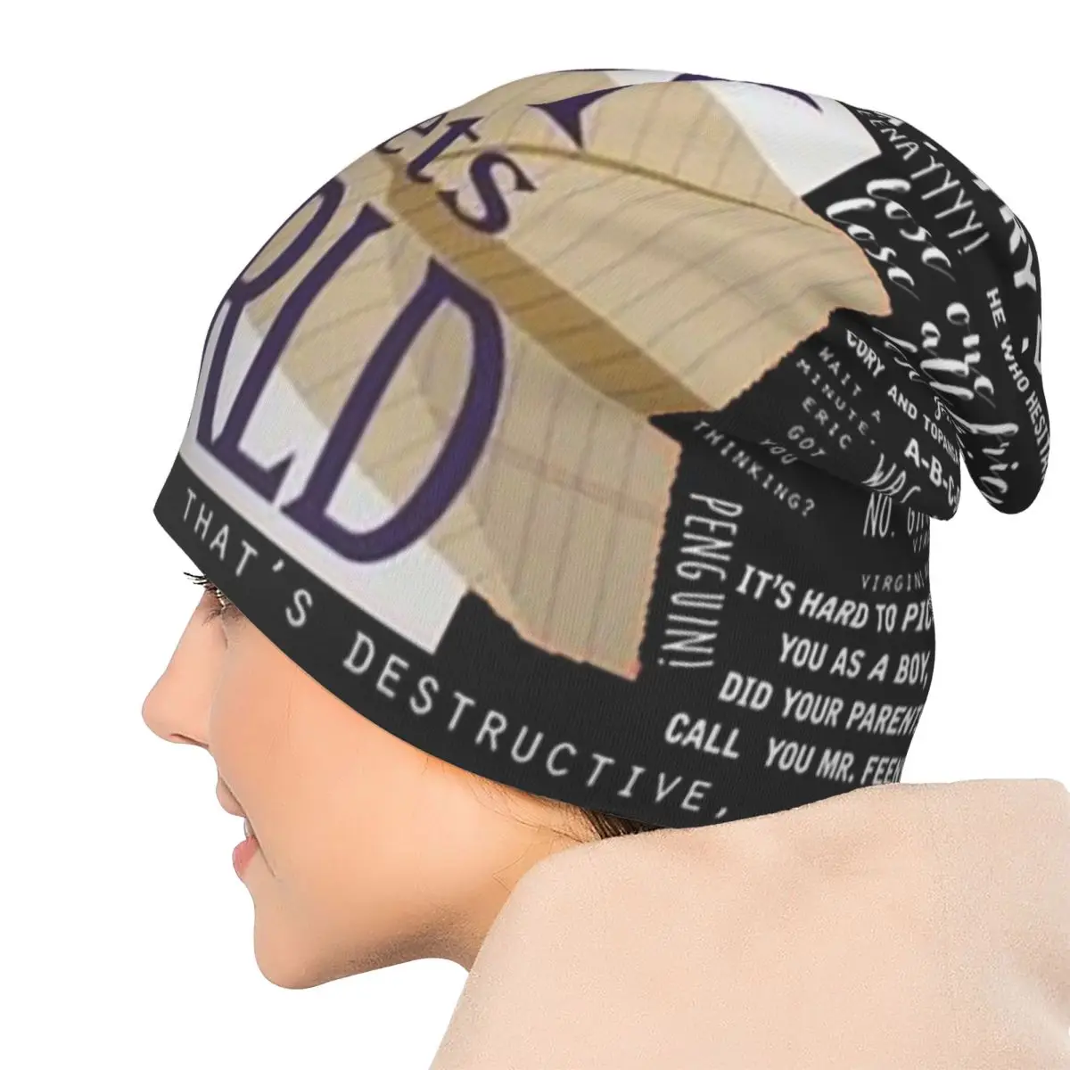 الصبي يلتقي العالم لا تُنسى يقتبس Skullies قبعة حريمي دافئة الخريف الشتاء في الهواء الطلق قبعة محبوك بونيه قبعات للجنسين الكبار