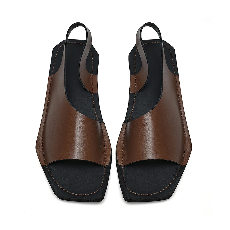 Men's Designer Leather Sandals - Casual Summer Beach Slides, Anti-Slip_voghion.com