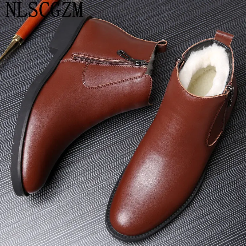 Winter Shoes for Men Ankle Boots Snow Boots Men Leather Shoes for Men Chelsea Boots Casual Shoes Stivali зимние кроссовки мужски