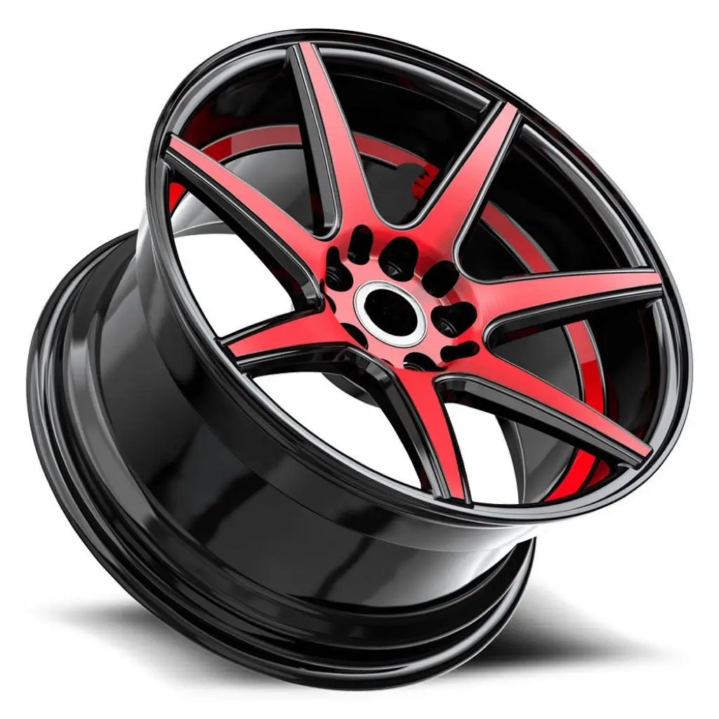 Forged Aluminum WheelsNew 17-20 Inch Alloy Wheel Seven Spokes PCD 5x114.3/5x120 Machined Red Face Concave Forged Passenger Car W