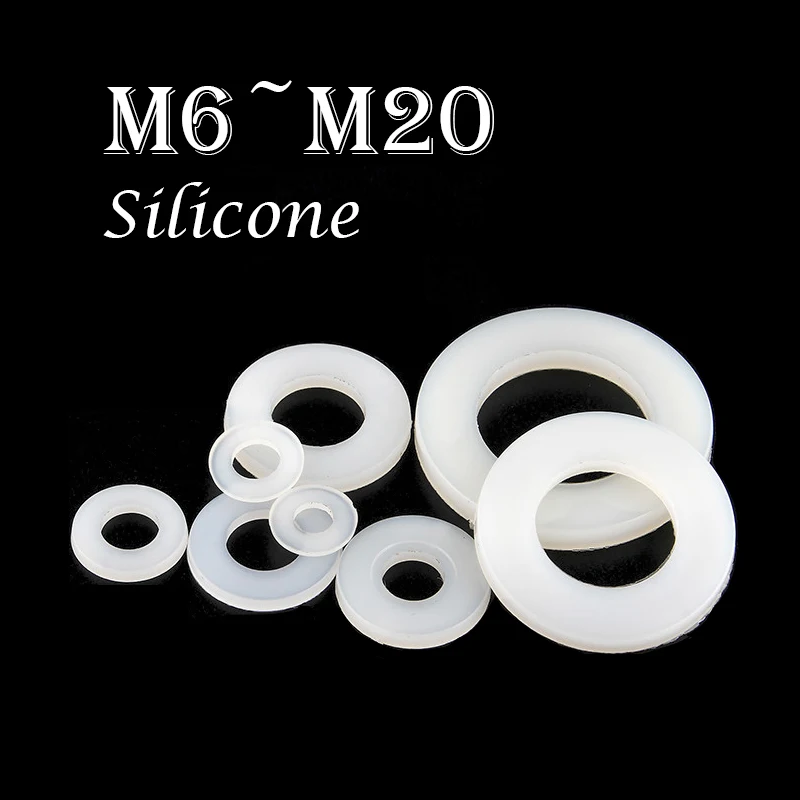 10~100 Pcs White Silicon O Rings Seal Washer for High-Temperature Sealing Element M2 M2.5 M2.7 M3 M4 M5 Silicone Flat Gasket