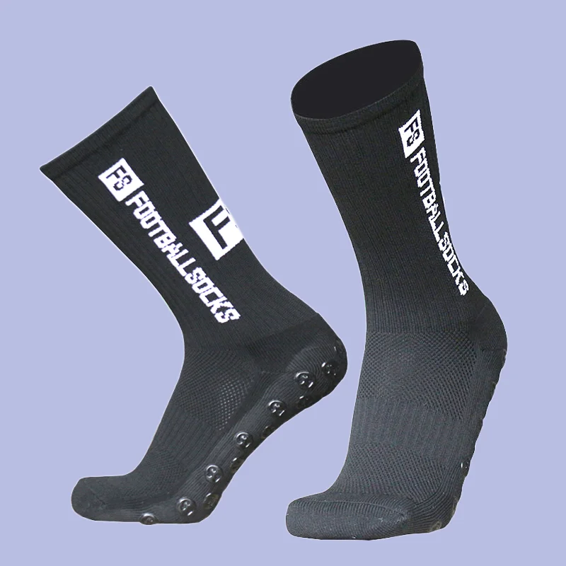 Calcetines de fútbol de alta calidad para hombre, medias antideslizantes de béisbol transpirables, cómodas, redondas, de silicona, 3/5 pares