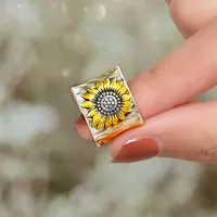 Retro Wide Ring for Men and Women, Sunflower Pattern Couples, Sun Hot Selling Creative