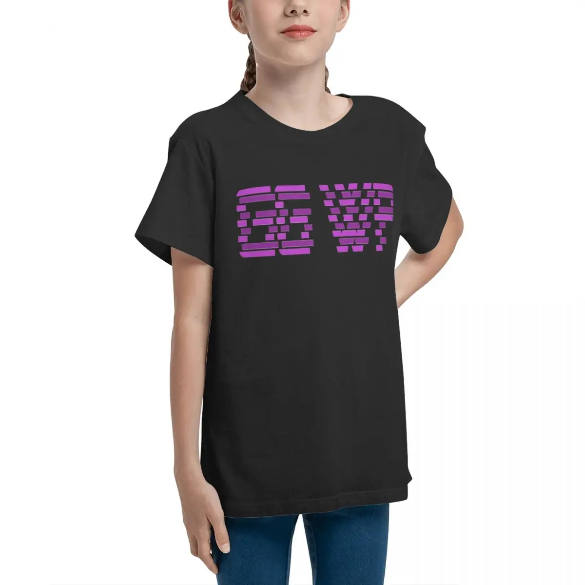 GG WP Purple Distorted Adolescents Basic Short Sleeve T-Shirt Fresh Top tee Classic Funny Novelty High grade