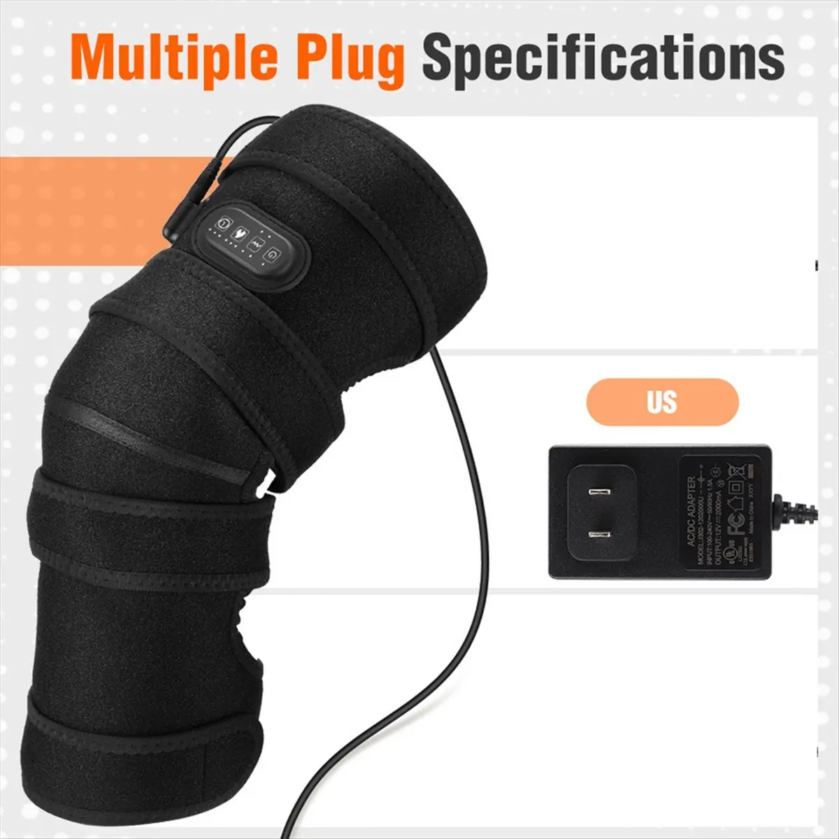 (AD11] Heated Massage Knee Pads Extended Heating Knee Pads with 4 Motors 5 Massage Modes Warming Knee Massage US Plug