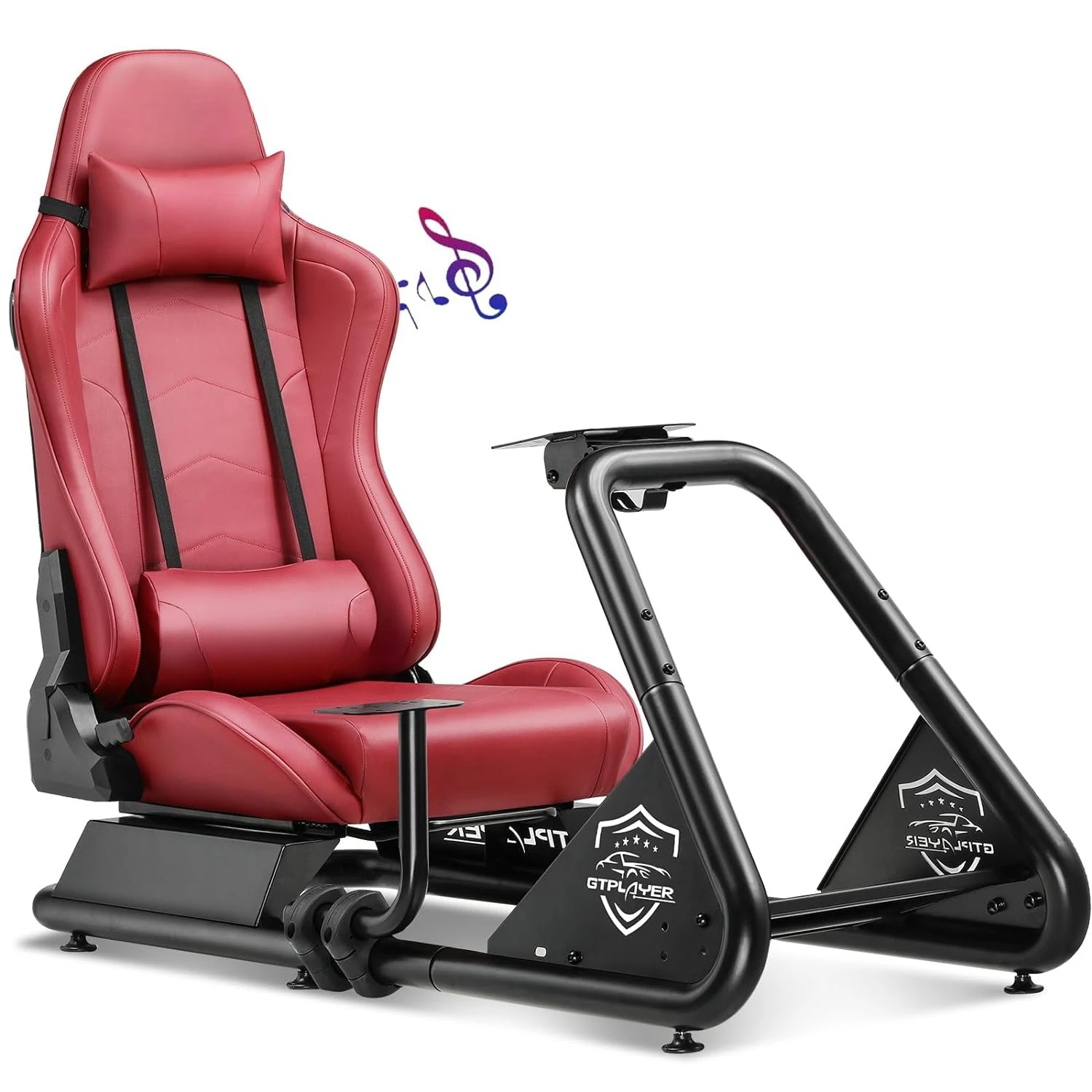 Racing Simulator Cockpit with Seat and Bluetooth Speakers,Racing Style Reclining Seat and Ultra Sturdy Alloy Steel Frame Winered