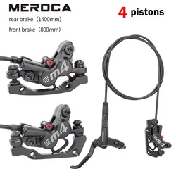 MEROCA hydraulic brake 4 piston bicycle brake caliper rotor 160mm set mountain bicycle hydraulic disc caliper 800mm/1400mm