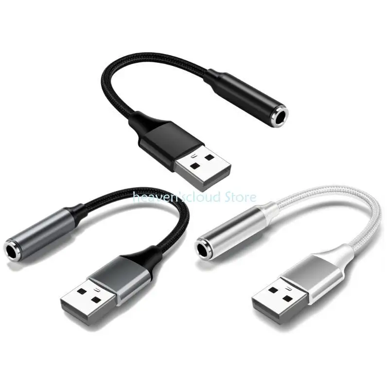 Y88B USB إلى 3.5 مم سماعات الرأس كابل سفر تصميم ودية التوافق على نطاق واسع لأنظمة متعددة