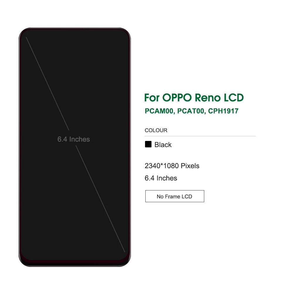 6.4\'\' Display for Oppo Reno PCAM00 PCAT00 CPH1917 Lcd Display Touch Screen Digitizer Assembly with Frame for Oppo Reno