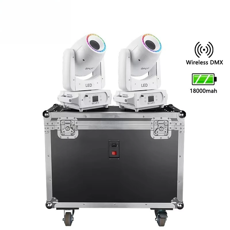 Both BPM Spots 100w 2pcs White with case Battery Wireless Moving Head Lights for DJ Wedding Party Club Event Stage Effects