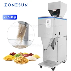 ZONESUN 20-5000g Semi-automatic Granule Powder Filling Weighing Machine Tea Food Grain Filling Packing Machine