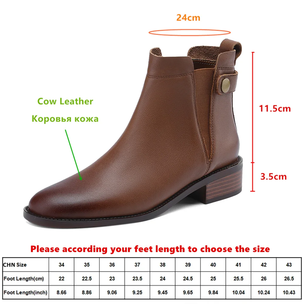 MILI-MIYA Stylish Black Brown Genuine Leather Chelsea Ankle Boots Round Toe New Trend Dress Business Shoes Large Size 34-43