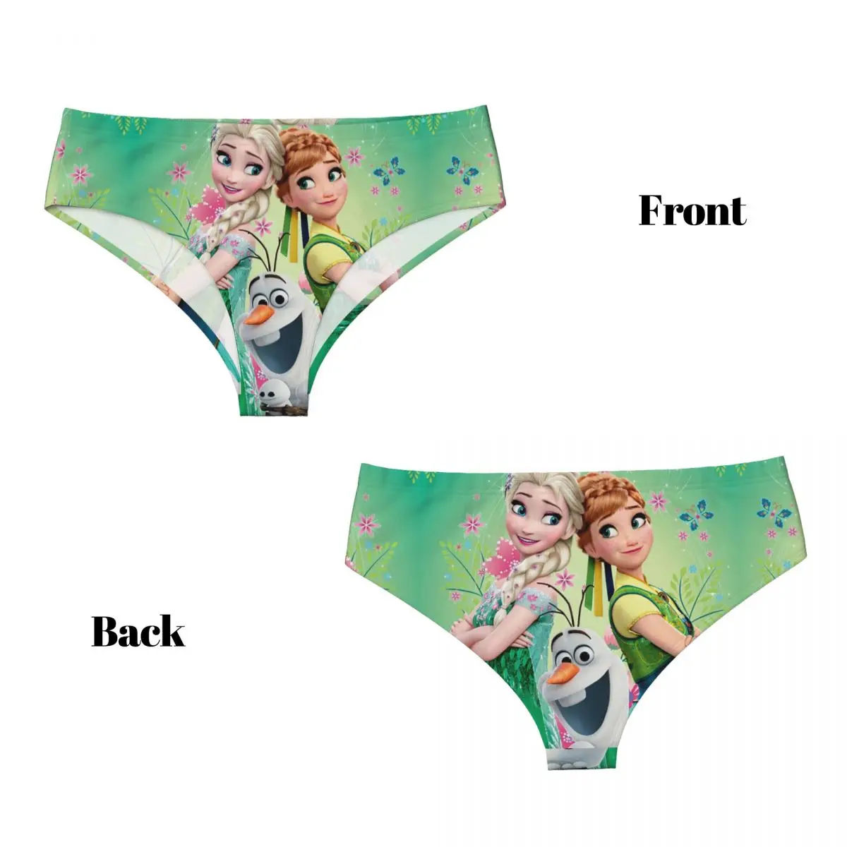 Mutandine elasticizzate traspiranti da donna personalizzate Anna Elsa Princess Frozen Briefs