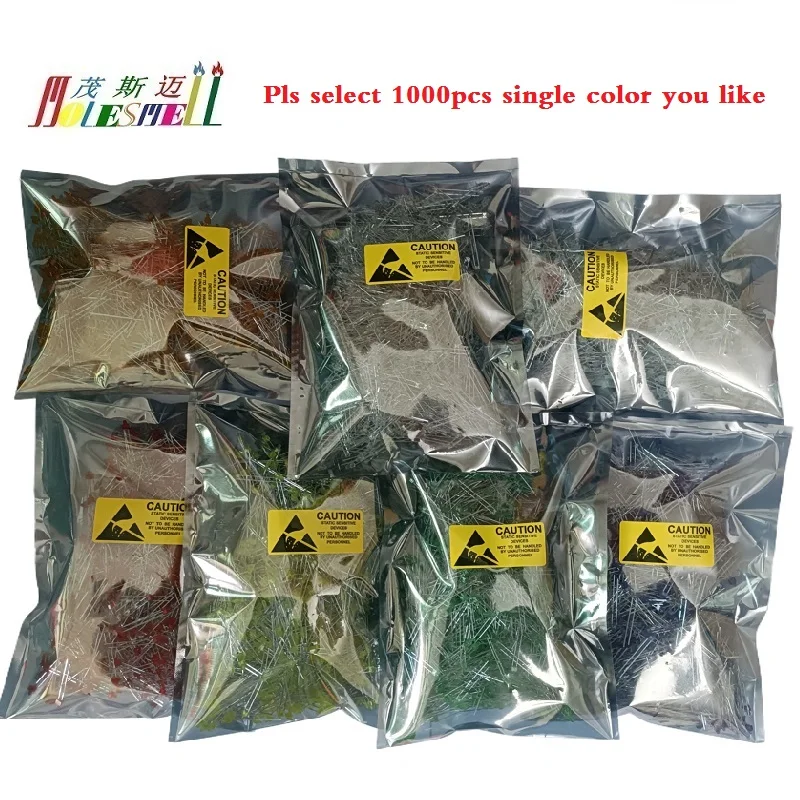 1000pcs Multicolor 2mm Round Top Led Diffused/Water Clear Red Yellow Blue Green White Orange Pink Warm white LED Light Diodes