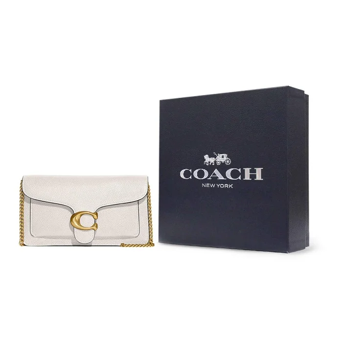 COACH Chain Leather Shoulder Bag, Crossbody Bag, Clutch Small Women's Chalk White CE772-B4HA