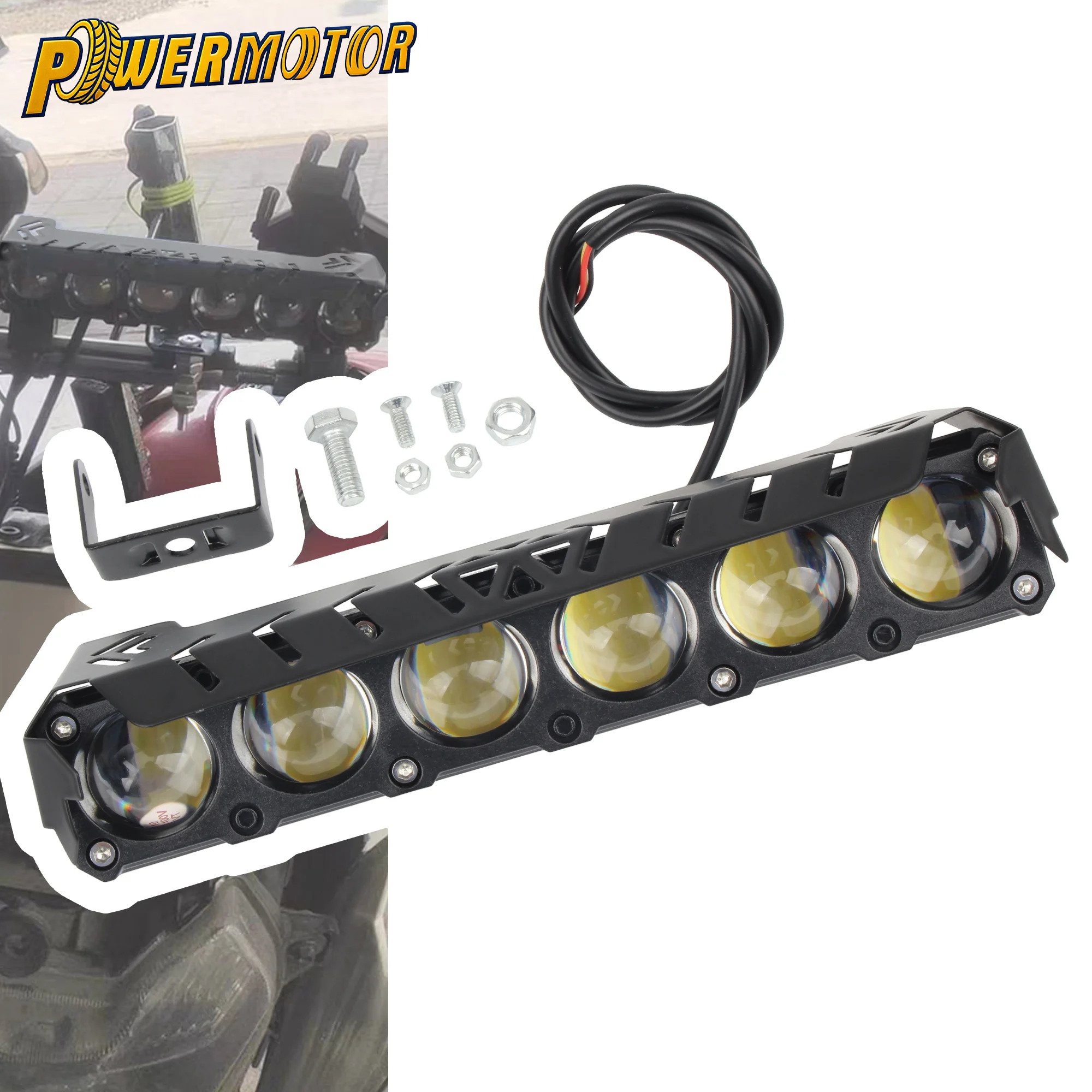 

6 Lens Fog Light LED Spotlights Super Bright Two-color High Low Beam Auxiliary Lamp ATV Quad Motorcycle Driving Light Modified