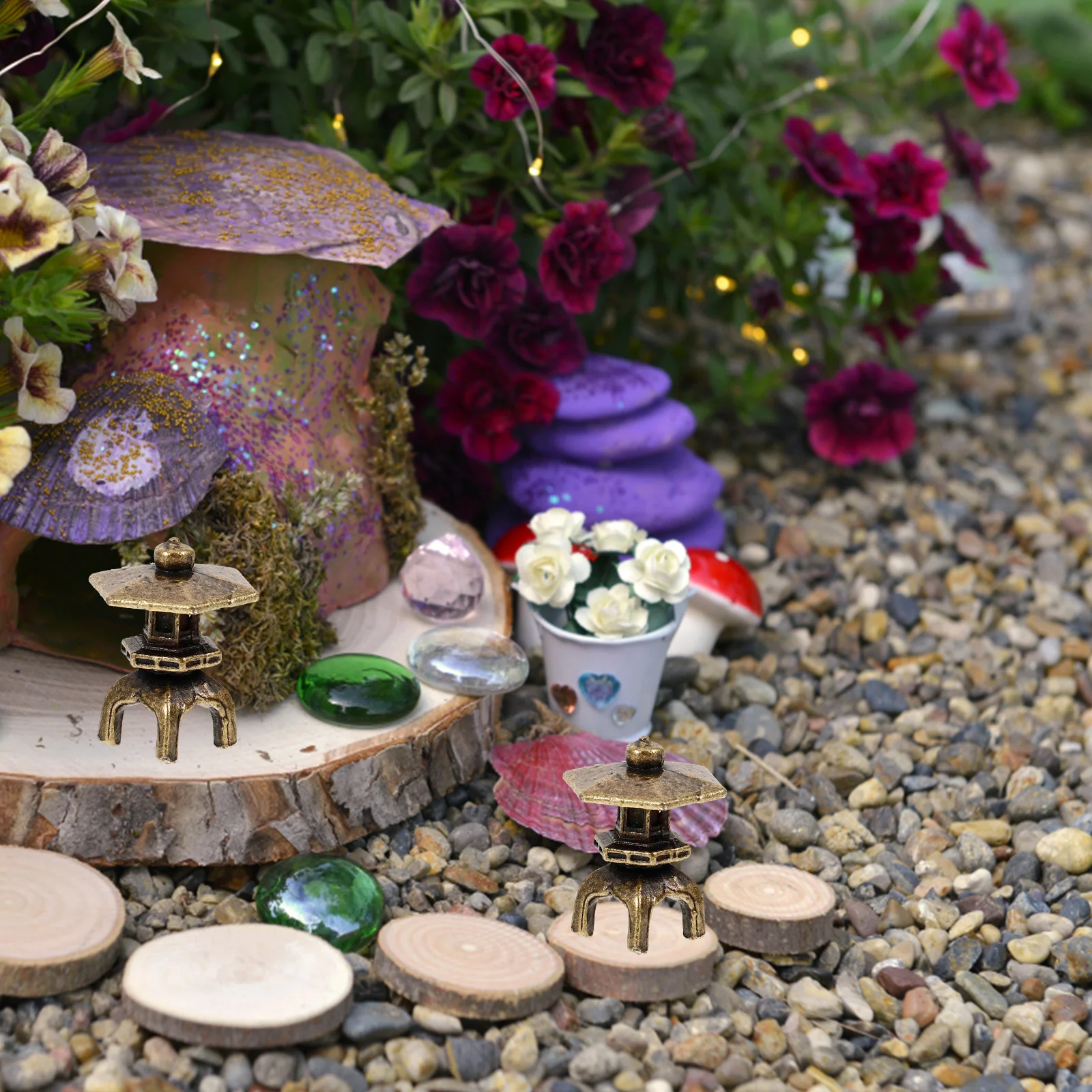 

Mini Pavilion Lantern Copper Bonsai Decoration Micro Landscape Ornament Garden Indoor Outdoor Tabletop Decor