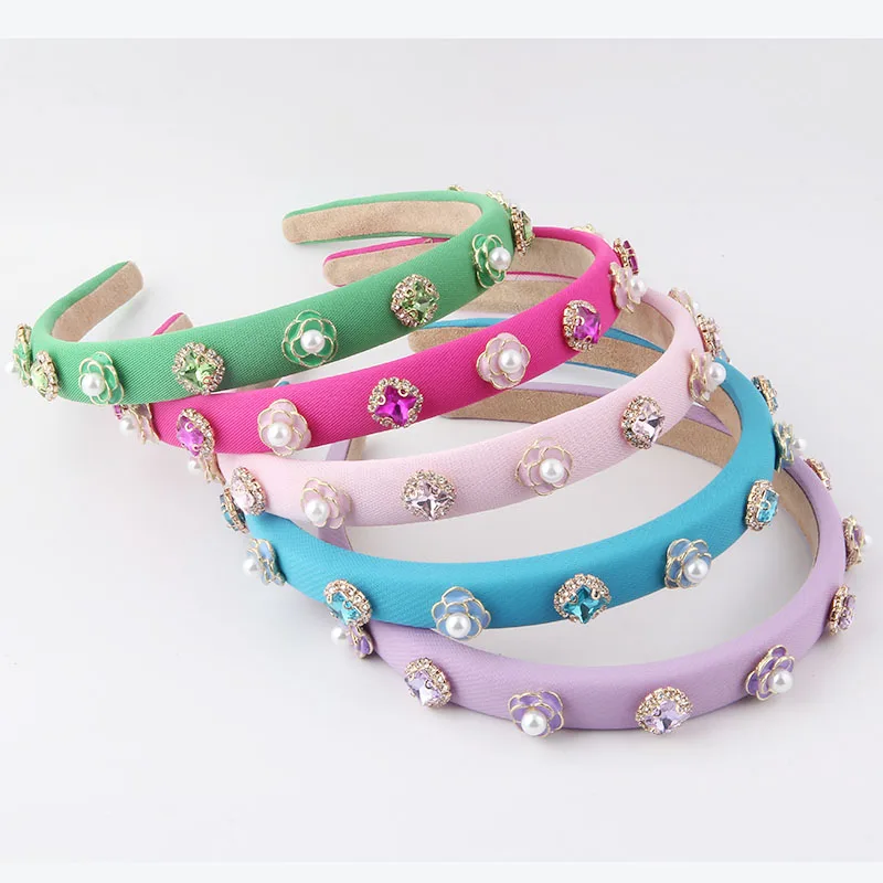 Personalized Exquisite PROM Hair Band New Colorful Crystals-Inlaid Sponge Rhinestone Headband European and American Headband 858