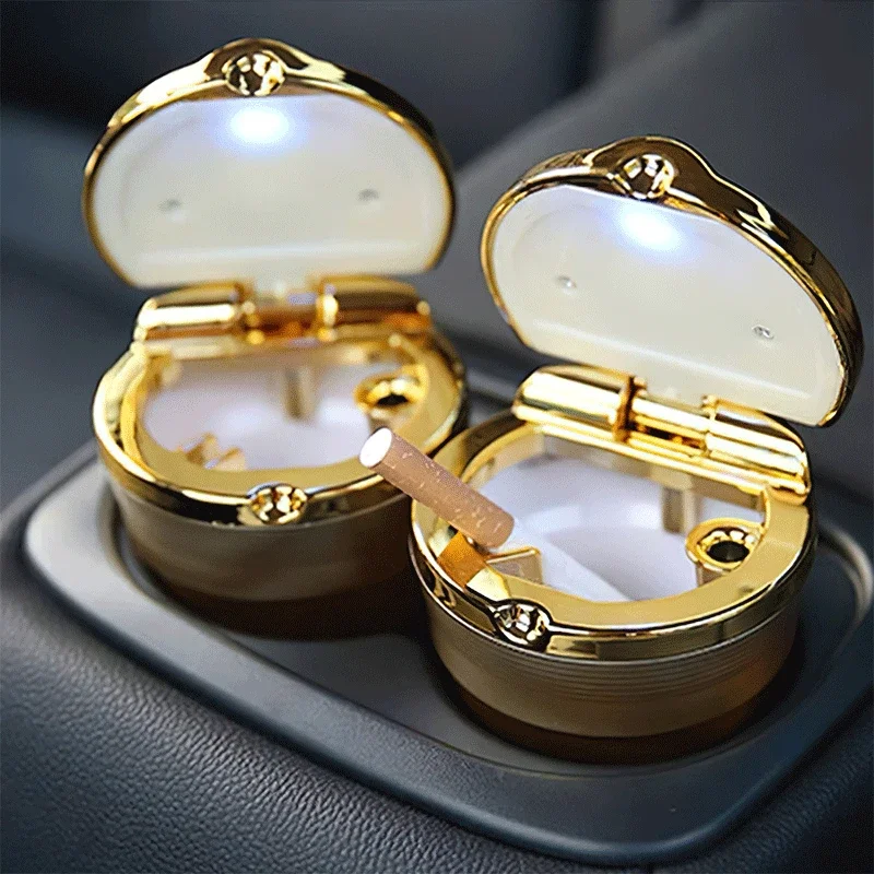 Universal Car Ashtray With Led Lights With Cover Creative Personality Covered Car Inside The Car multi-function Car Supplies New image 2