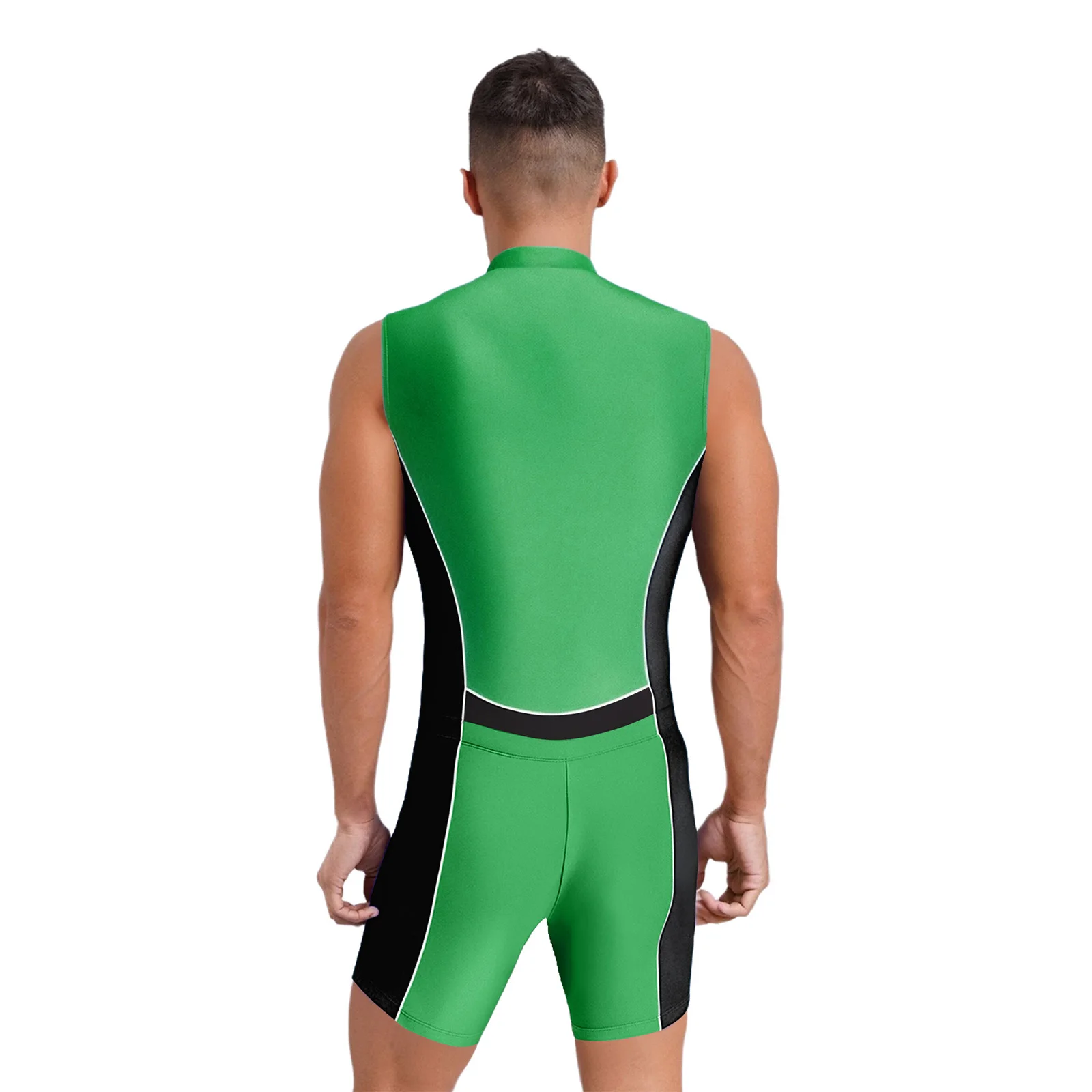 Heren eendelig badpak met shorts Sets Rekbare patchwork bodysuits voor fietsen Zwemmen Hardlopen Workout Bodybuilding-kostuums