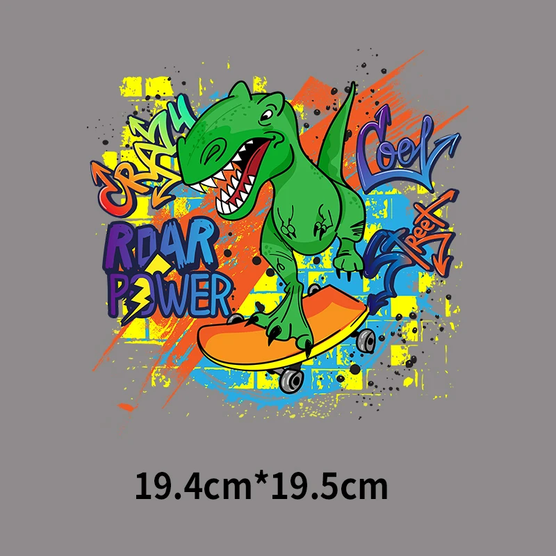 Cartoon Dinosaurus Set Patch Ijzer Op Big Size Stickers Diy Heat Transfers Patches Voor Kleding Vinyl Applicaties Voor Kids