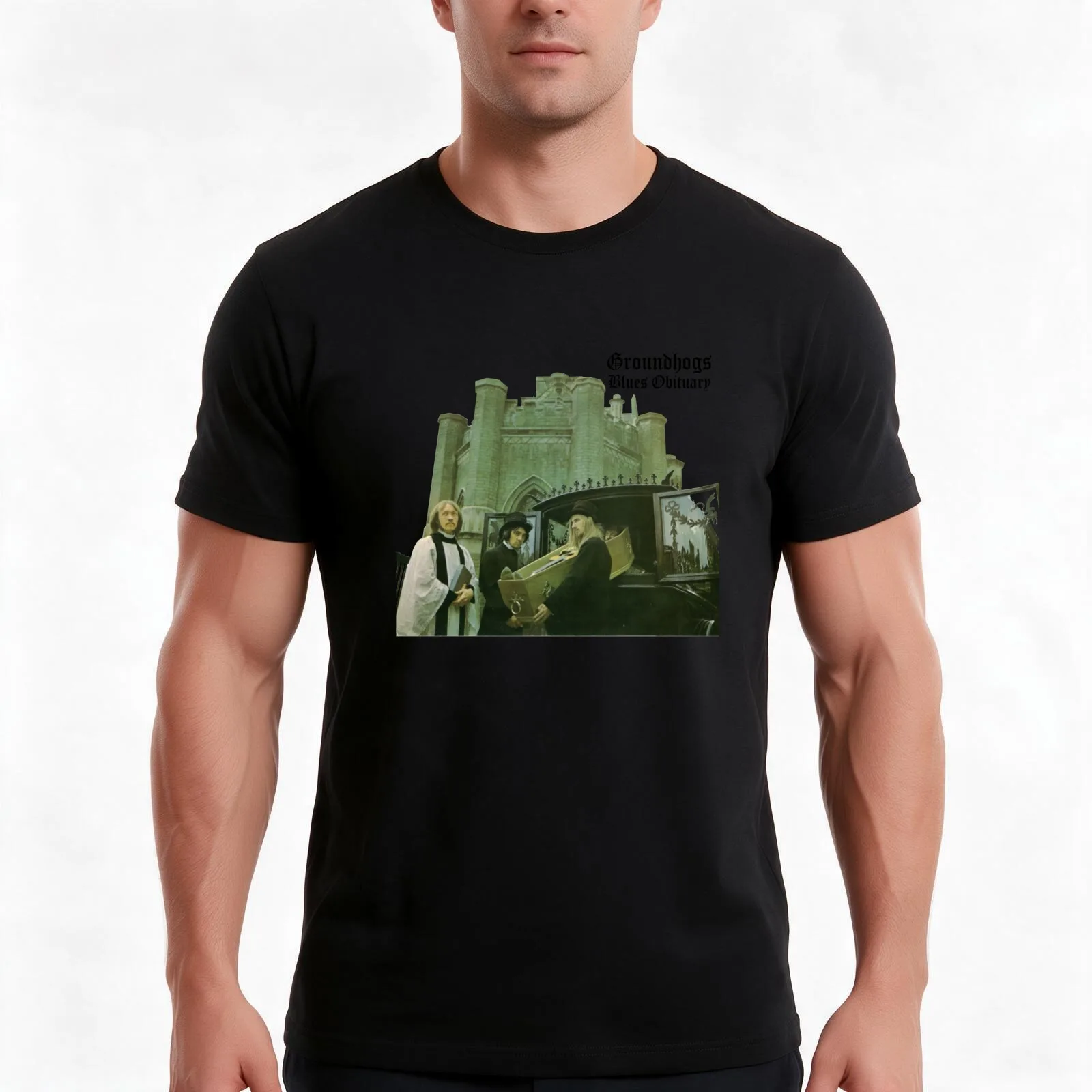 The Groundhogs Blues Obituary Album Cover. T-Shirt, Summer Casual Cotton Tee, Oversized Streetwear Tops, Vintage Graphic Print