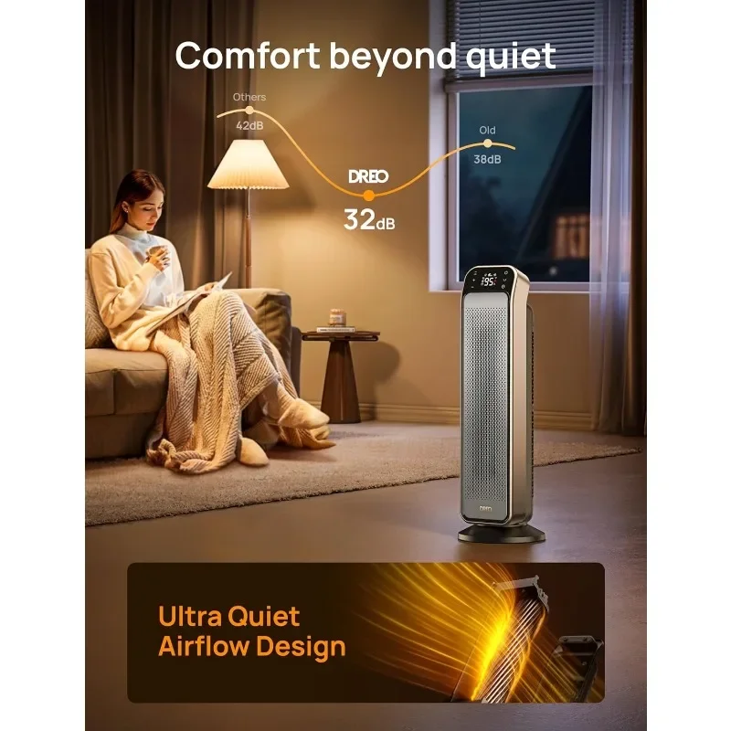 Dreo Space Heater per interni, riscaldatore portatile veloce da 25" 11,5 piedi/s con telecomando e termostato, protezione da surriscaldamento e ribaltamento