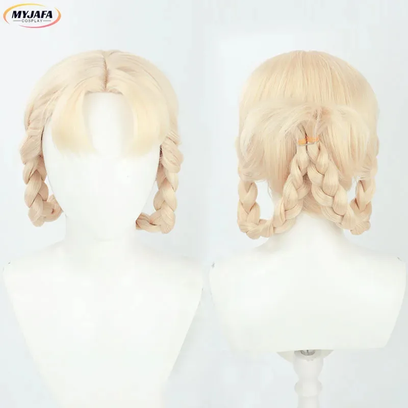Aaa12 3 لعبة ميلينا راني ريا إبرة فارس ليدا تأثيري طويل المرأة شعر مستعار مقاومة للحرارة الاصطناعية الشعر هالوين أنيمي الباروكات + #4