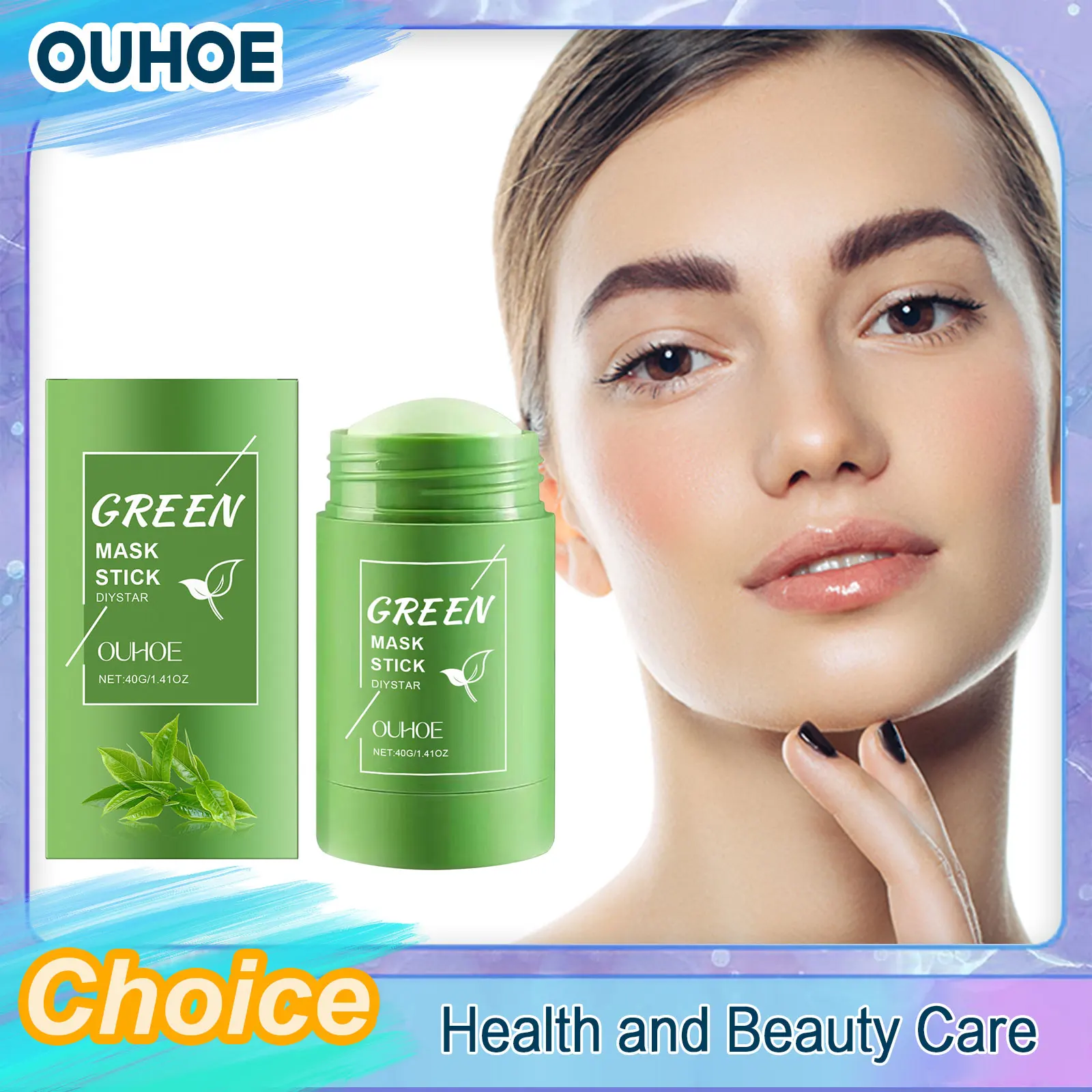 Green Tea Solid Mask Stick Remove Blackhead Shrink Pores Deeply Cleansing Blemish Black Dots Smoothing Moisturizing Facial Mask